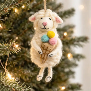 Ganapati Sheep with Ice Cream Felt Ornament