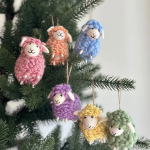 Ganapati Pastel Sheep - Green Felt Ornament