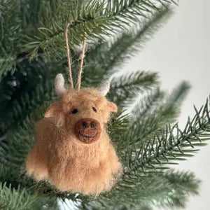Ganapati Highland Cow - Beige Felt Ornament