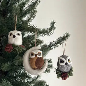 Ganapati Brown Owl Felt Ornament