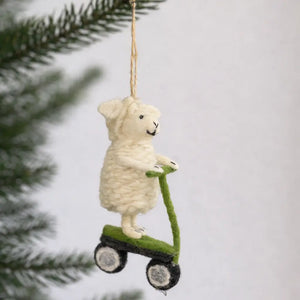 Ganapati Sheep On Scooter Felt Ornament