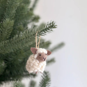 Ganapati Mini Sheep - Brown Face Felt Ornament