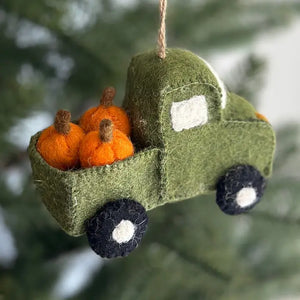 Ganapati Truck with Pumpkins Felt Ornament