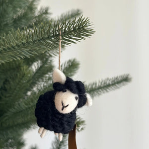Ganapati Mini Sheep - Black Felt Ornament