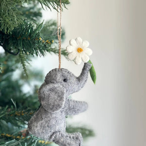 Ganapati Elephant with Flower Felt Ornament