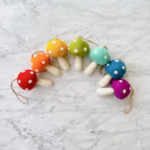 Ganapati Pastel Rainbow Mushroom Felt Ornament