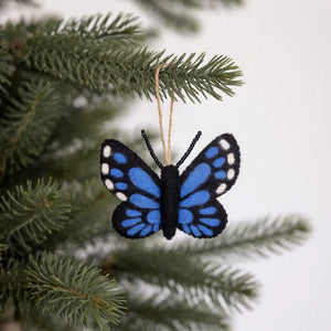Ganapati Butterfly - Blue Felt Ornament