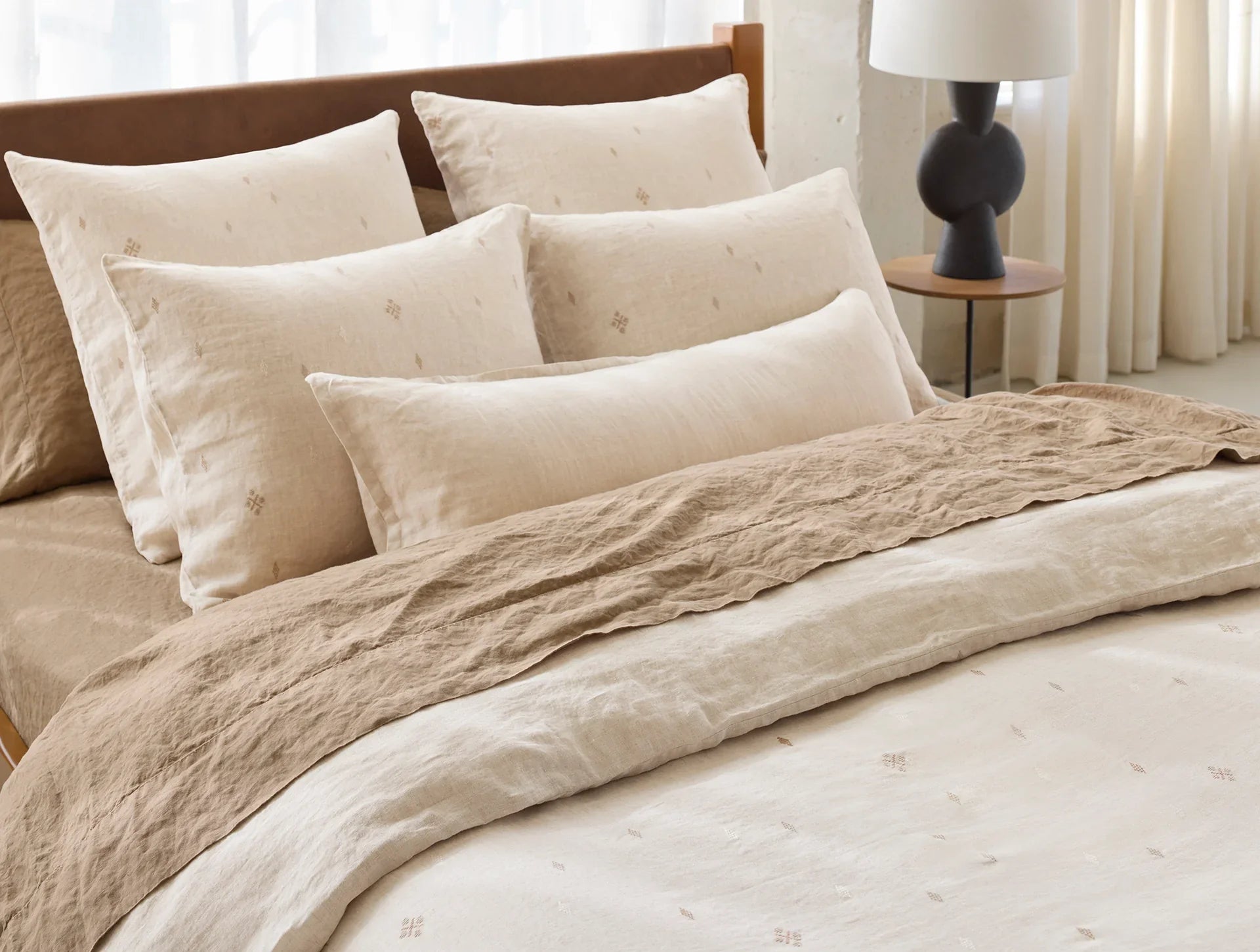 Coyuchi Cambria Embroidered Organic Linen Duvet Cover
