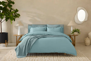 Coyuchi Pacific Blue Cloud Soft Organic Sateen Sheet Set