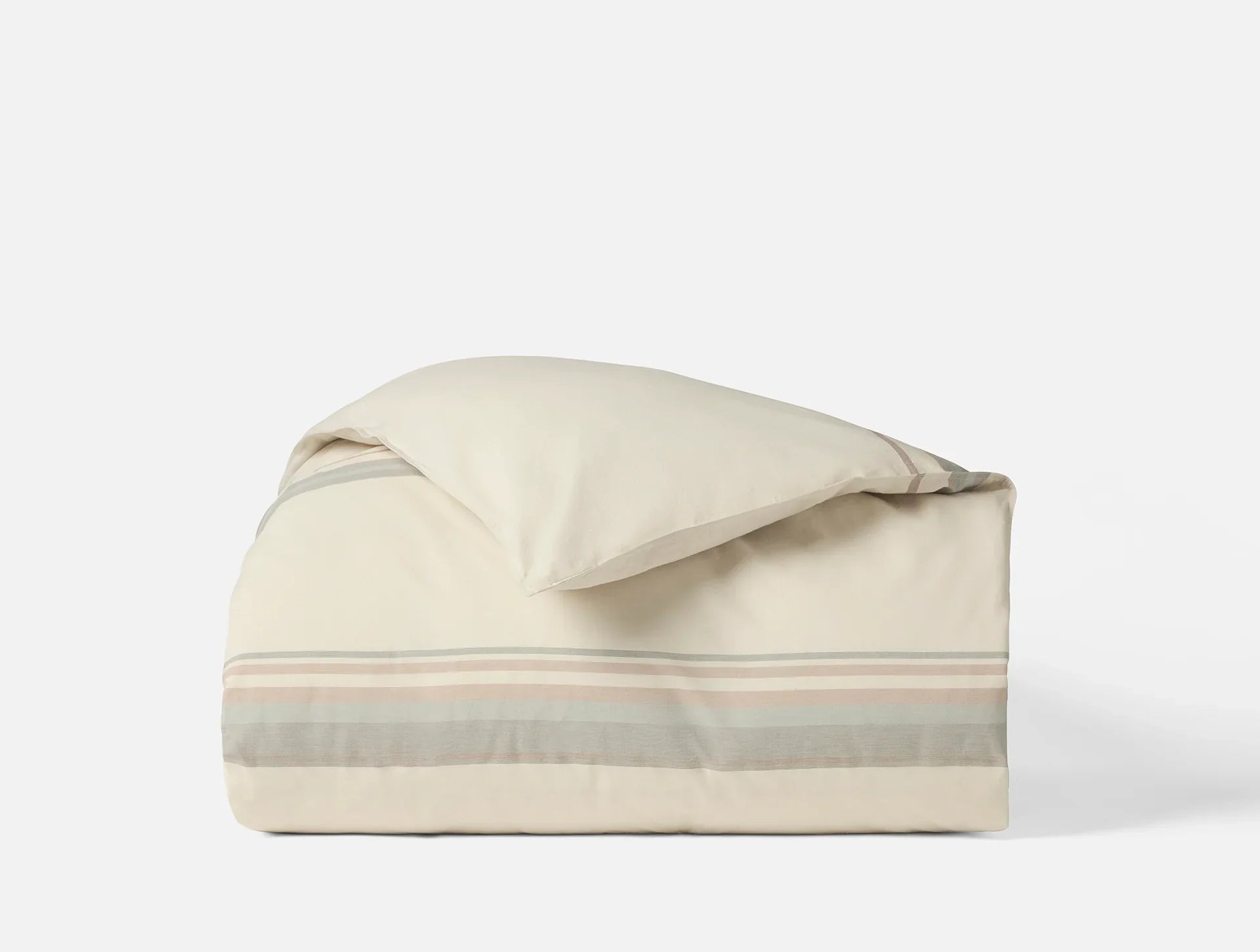 Coyuchi King Stone w Multi Crestridge Organic Duvet Cover