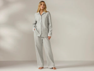 Coyuchi Gray Heather Women's Cloud Brushed Organic Flannel Pajamas