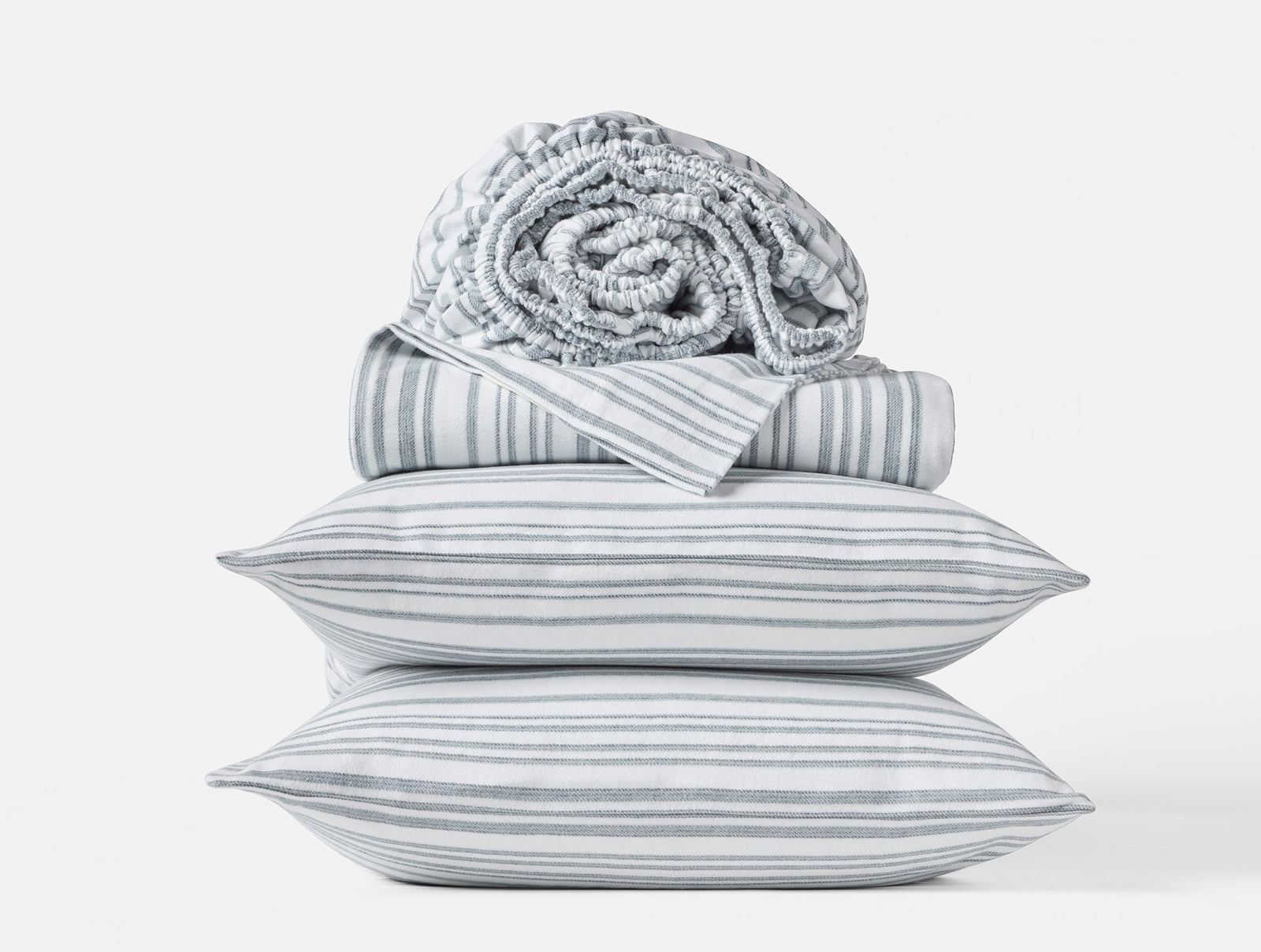 Coyuchi Queen Gulf Tonal Stripe Cloud Brushed Organic Flannel Sheet Set