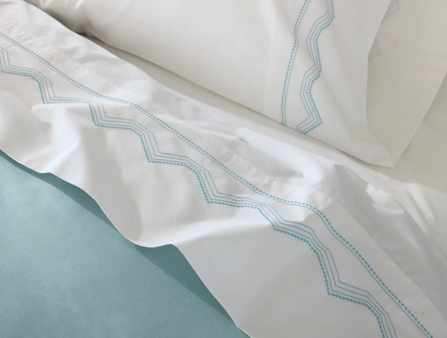 Vista Embroidered Organic Percale Sheet Set