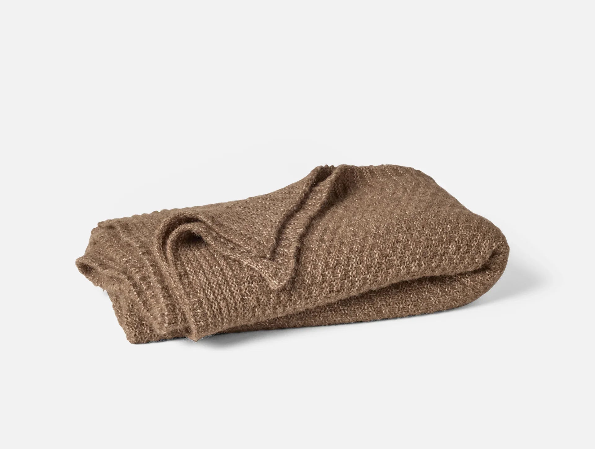 Coyuchi Throw Camel Heather Cordillera Alpaca Cotton Knit