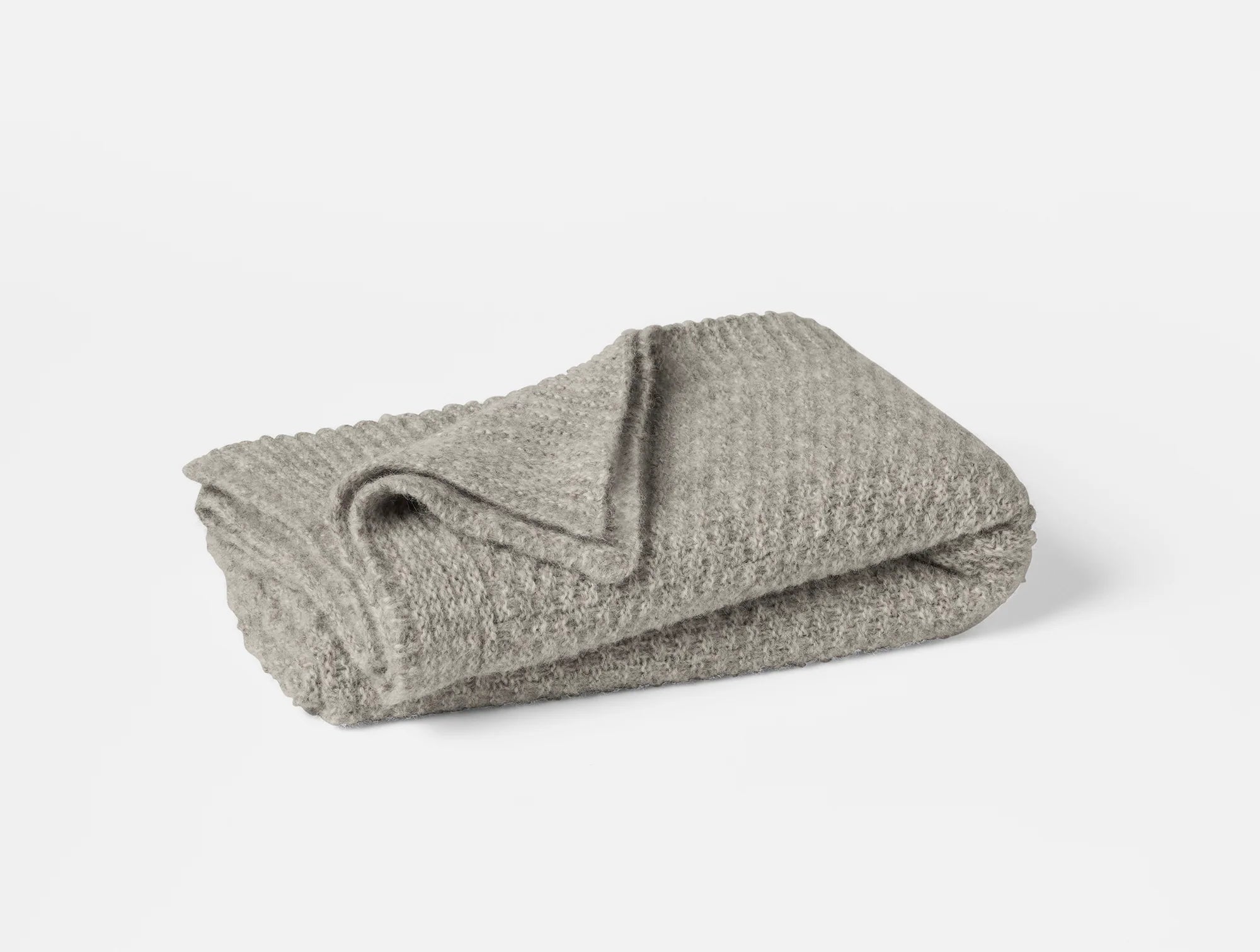Coyuchi Throw Gray Heather Cordillera Alpaca Cotton Knit