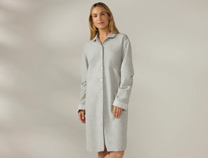 Coyuchi Gray Heather Women's Cloud Brushed Organic Flannel Nightshirt