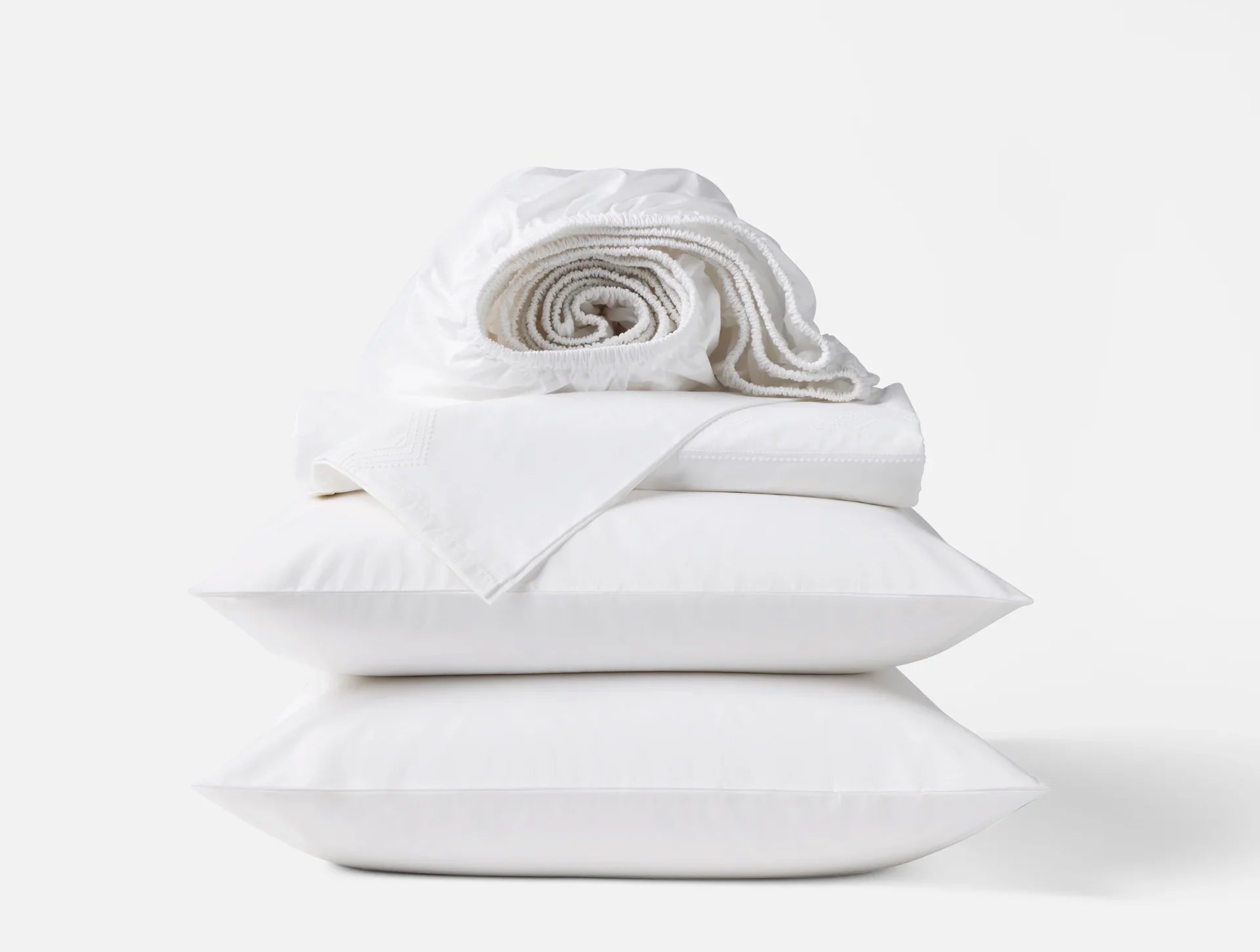 Coyuchi Alpine White Vista Embroidered Organic Percale Sheet Set
