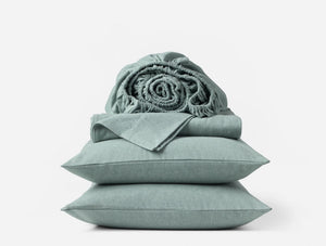 Coyuchi Full Thyme Heather Cloud Brushed Organic Flannel Sheet Set