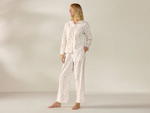 Coyuchi Large Praline Meadow Women's Isla Organic Cotton Long Sleeve Pajama Set
