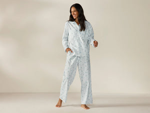 Coyuchi Medium Tidal Meadow Women's Isla Organic Cotton Long Sleeve Pajama Set