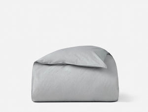 Coyuchi Full Queen Graphite Chambray Organic Crinkled Percale Duvet Cover