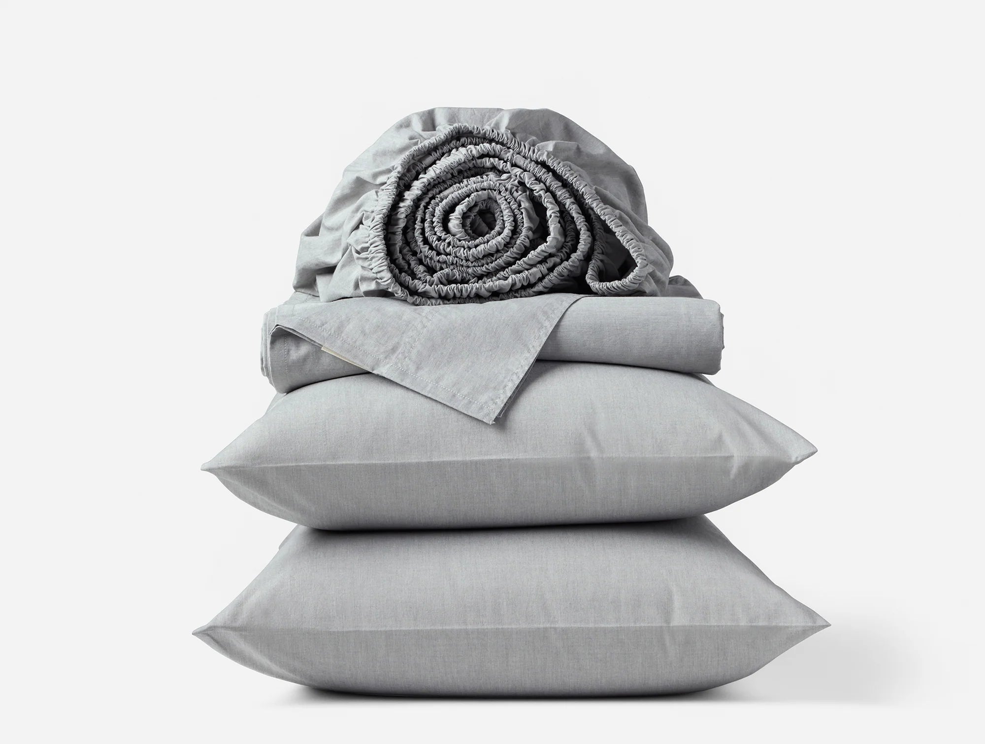 Coyuchi Queen Graphite Chambray Organic Crinkled Percale Sheet Set