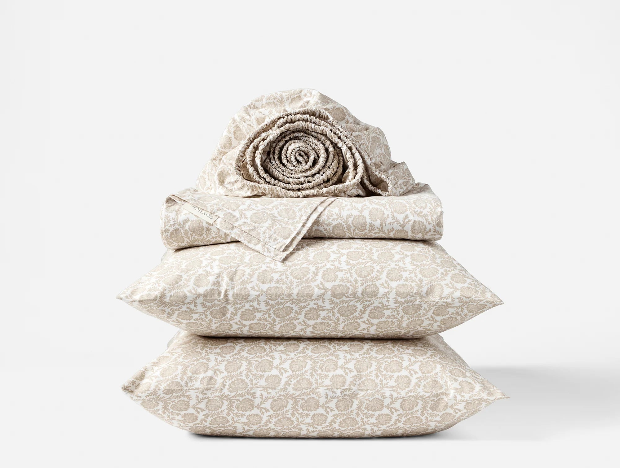 Coyuchi Queen Shell Robles Organic Print Percale Sheet Set