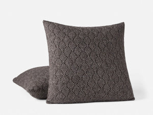 Coyuchi 21" x 21" Espresso Heather Paracas Alpaca Cotton Knit Decorative Pillow Cover