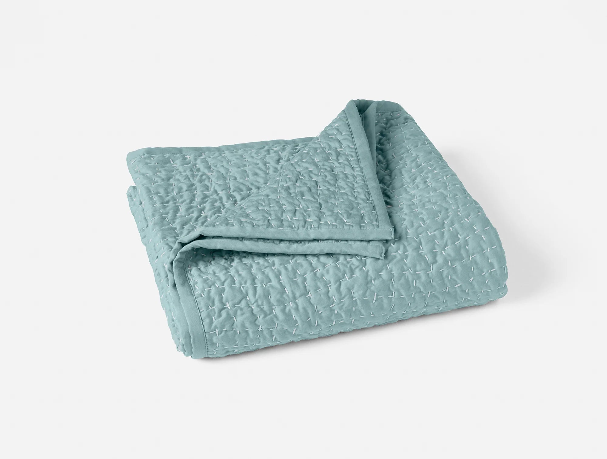 Coyuchi Pacific Blue Pebbled Handstitched Organic Toddler Quilt