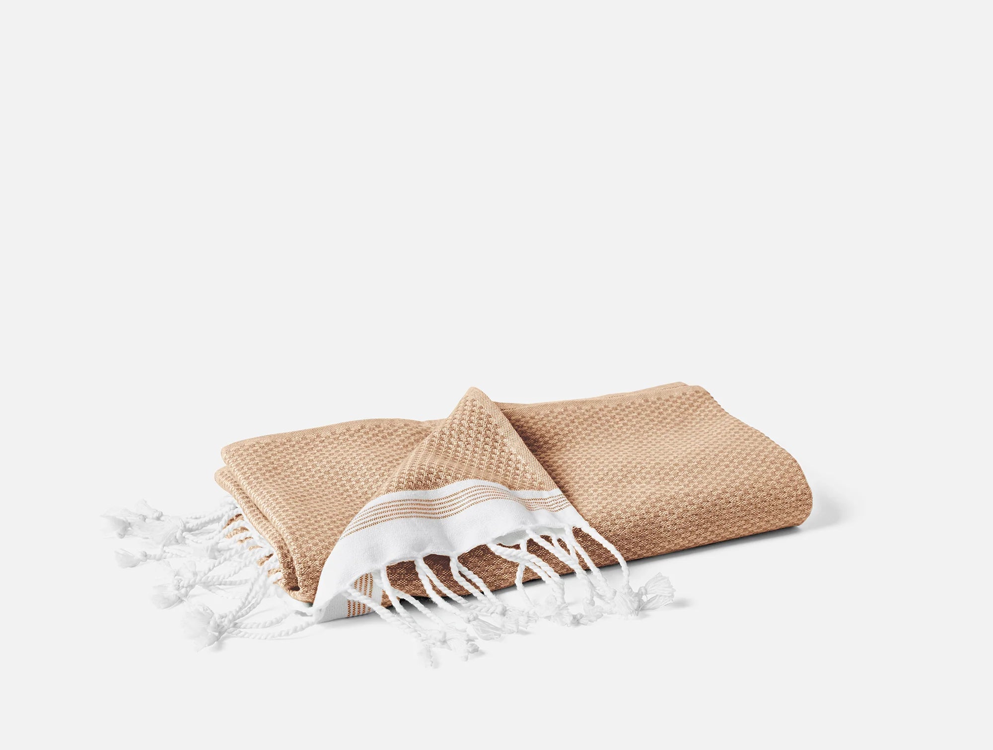 Coyuchi Bath Towel Fawn w Rust Mediterranean Organic Towels