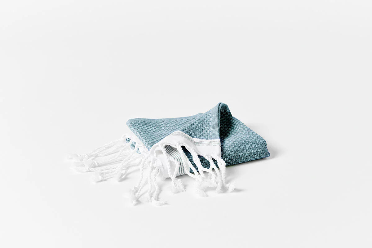 Coyuchi Guest Towel Aquamarine with Sea Spray Mediterranean Organic Towels