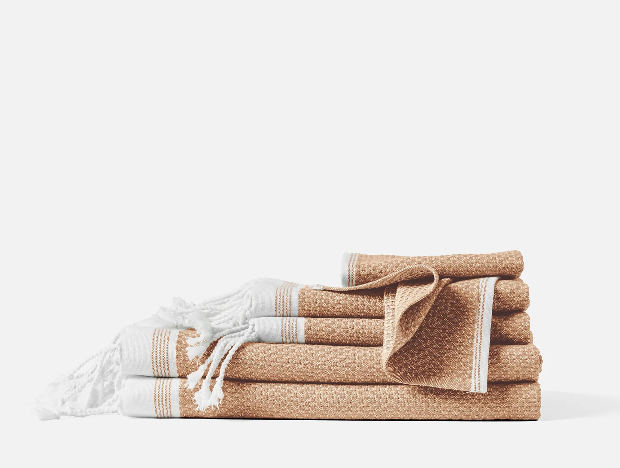 Coyuchi Towel Set Fawn w Rust Mediterranean Organic Towels