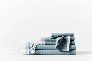 Coyuchi Towel Set Aquamarine with Sea Spray Mediterranean Organic Towels
