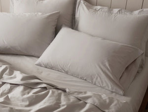 Coyuchi King Shams Pale Gray Cloud Soft Organic Sateen Duvet Cover
