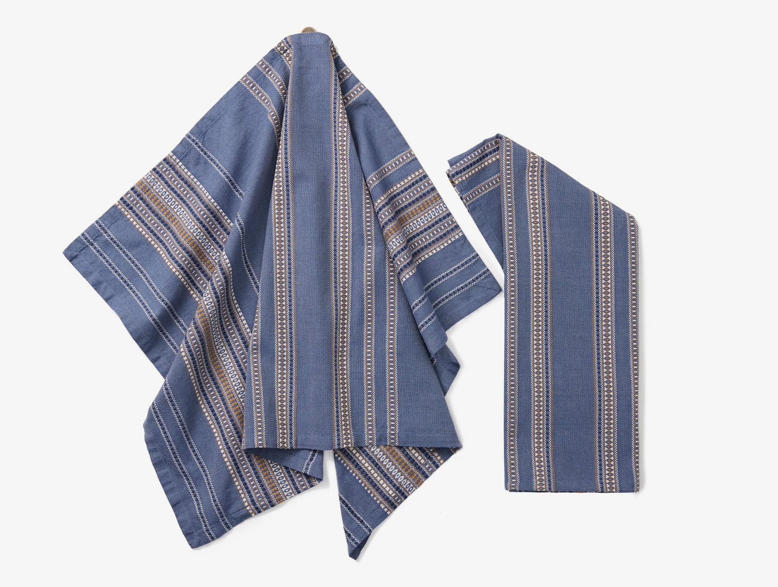 Coyuchi Azure w Indigo Lobos Organic Hand Towel, Set Of 2