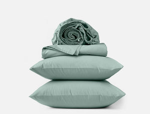 Coyuchi California King Seafoam Refined Organic Percale Sheet Set