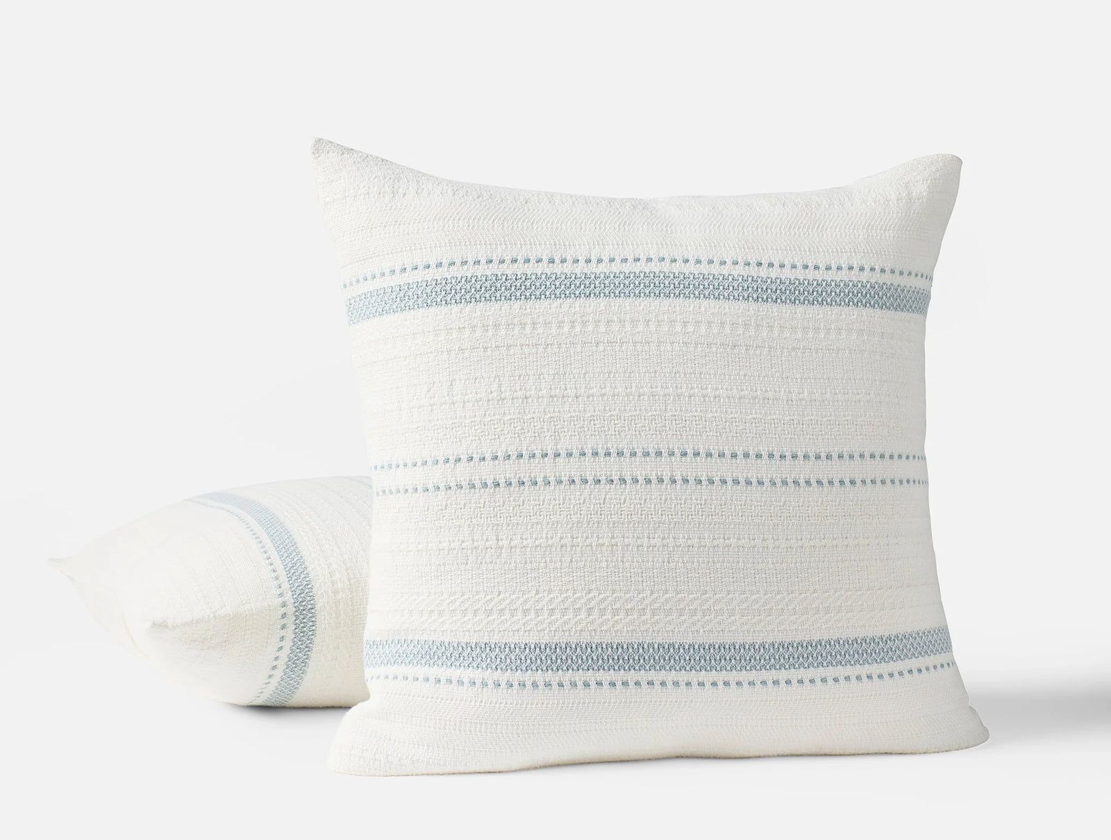 Coyuchi 21"x21" Soft White w Pacific Blue Bonita Organic Decorative Pillow Cover