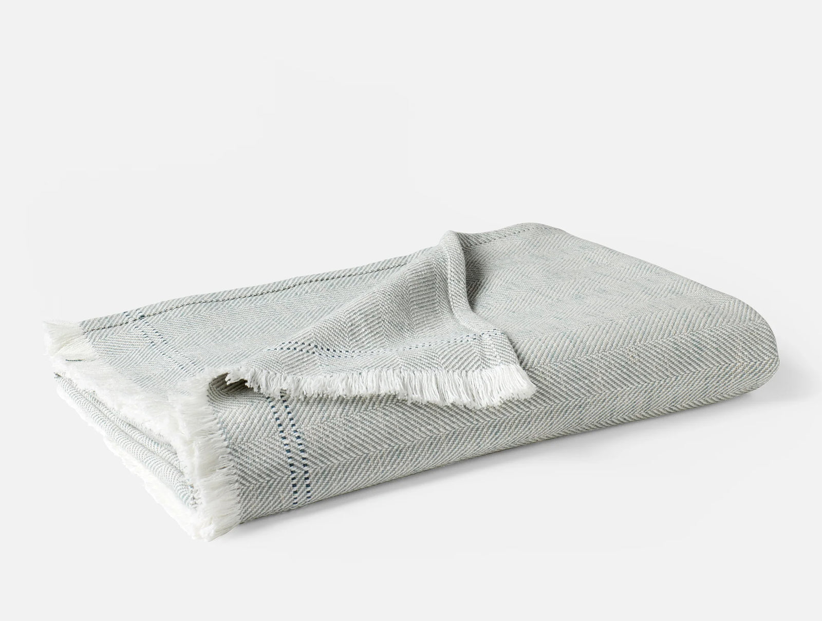 Coyuchi Oyster Herringbone Canyon Organic Throw