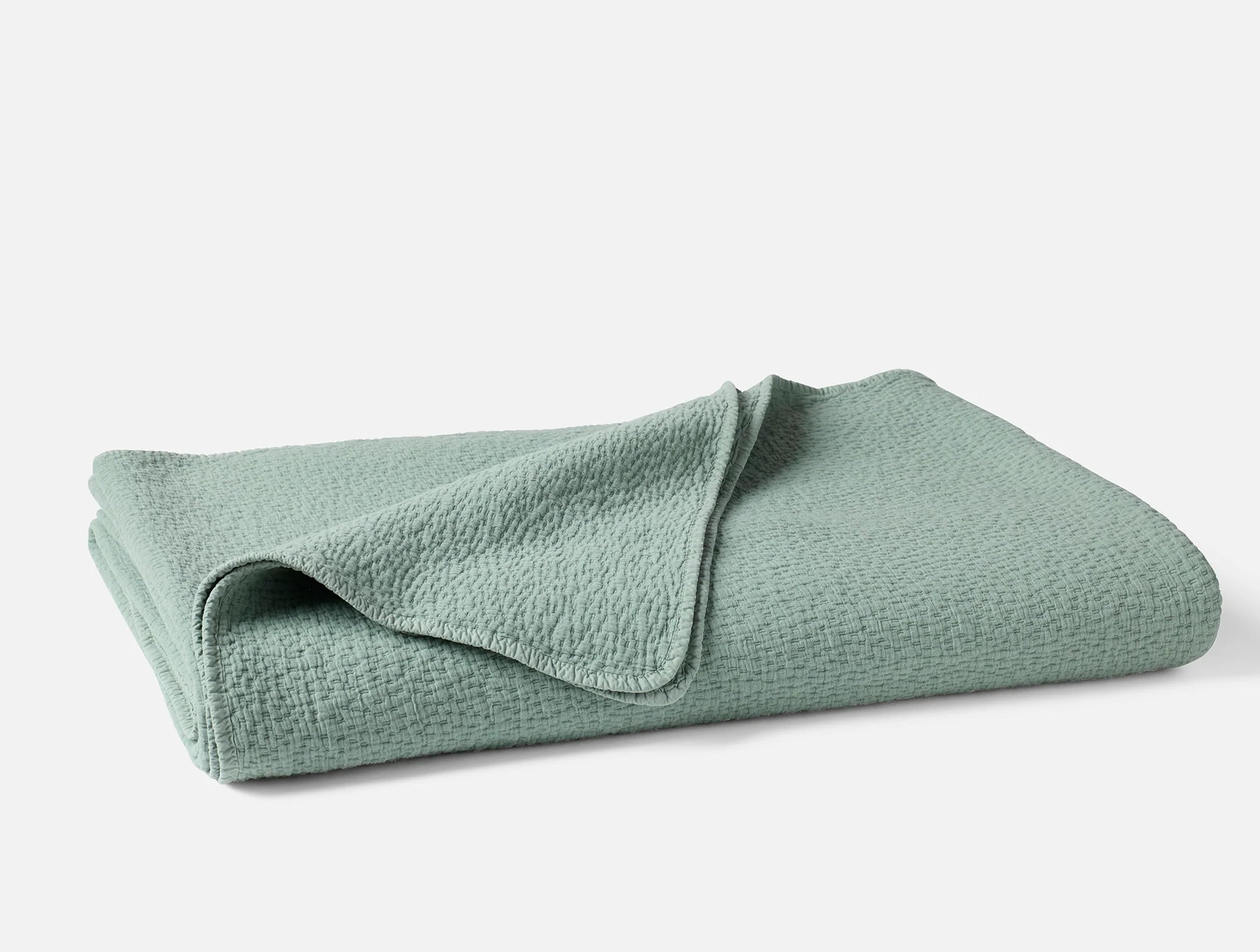 Coyuchi Twin Seafoam Cascade Organic Matelasse Blanket