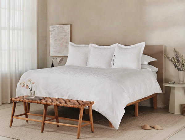 Coyuchi Heritage Organic Percale Jacquard Duvet Cover