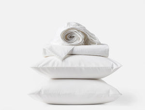 Coyuchi King Alpine White Floret Embroidered Organic Percale Sheet Set