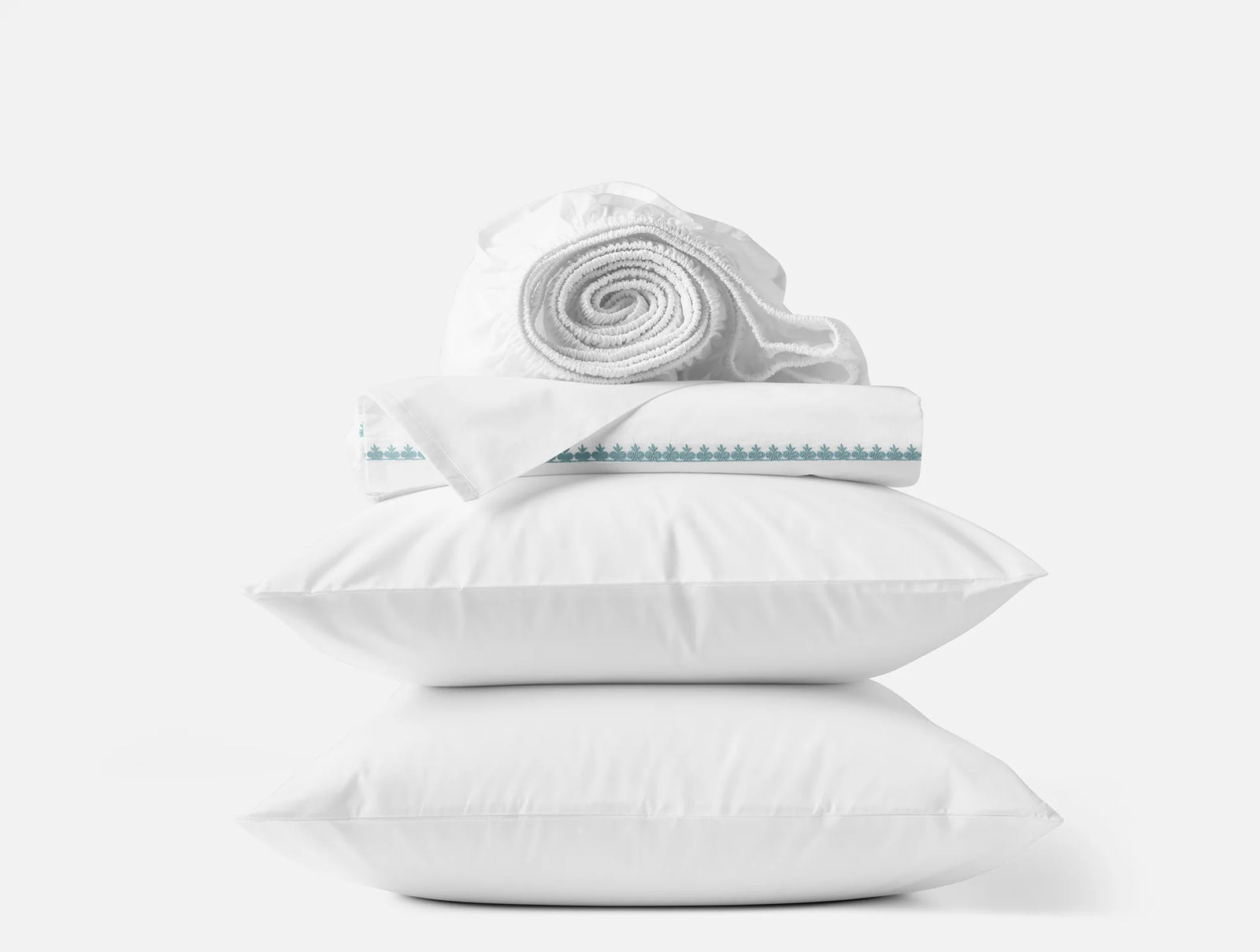Coyuchi Twin Alpine White Floret Embroidered Organic Percale Sheet Set