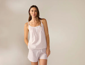 Coyuchi Large Praline Stripe Women's Isla Organic Cotton Cami Short Set
