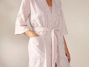 Coyuchi Large Praline Stripe Women’s Isla Organic Cotton Robe