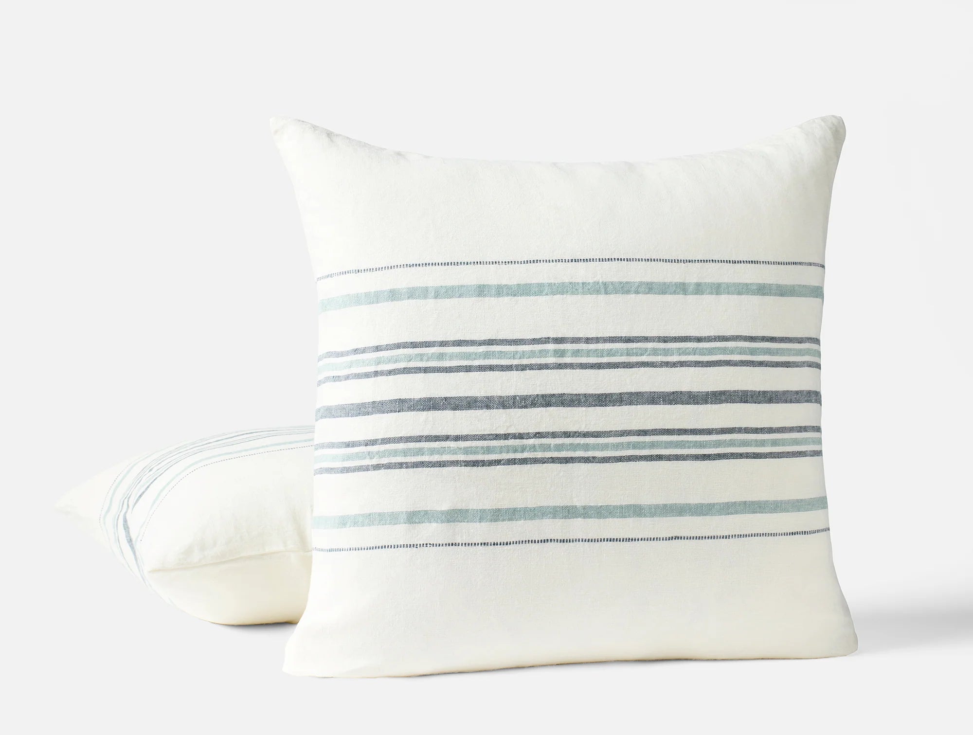 Coyuchi Khaki Praline Stripe Mojave Organic Linen Decorative Pillow Cover