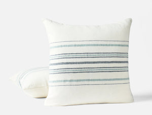 Coyuchi Soft White Gulf Stripe Mojave Organic Linen Decorative Pillow Cover