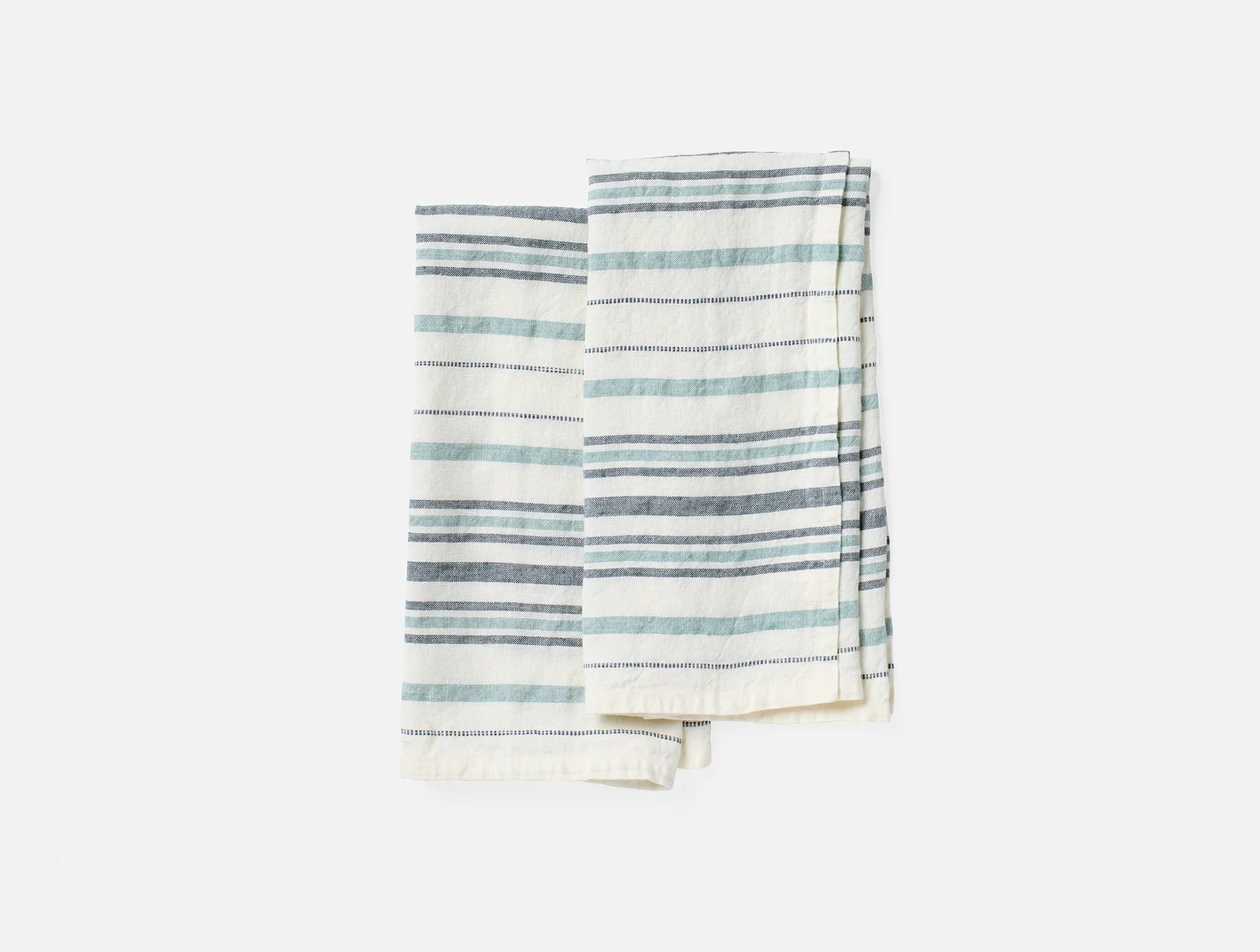 Coyuchi Khaki Praline Stripe Mojave Organic Kitchen Towels, Set of 2