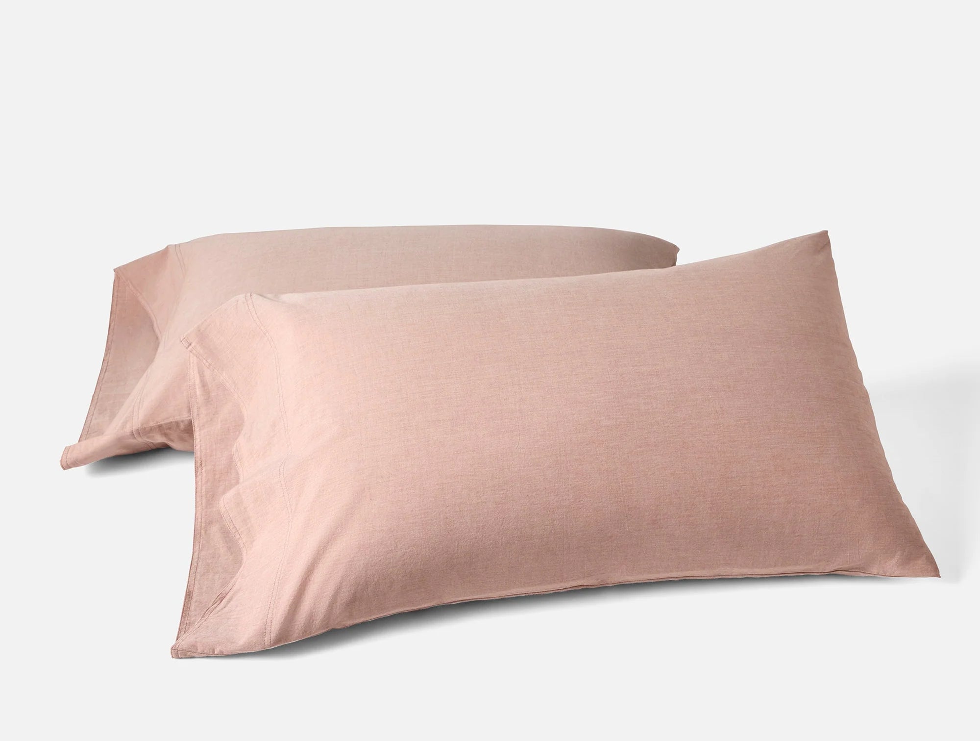 Coyuchi King Pillowcase Set Praline Chambray Organic Crinkled Percale Sheet Set