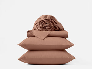 Coyuchi Queen Praline Organic Crinkled Percale Sheet Set