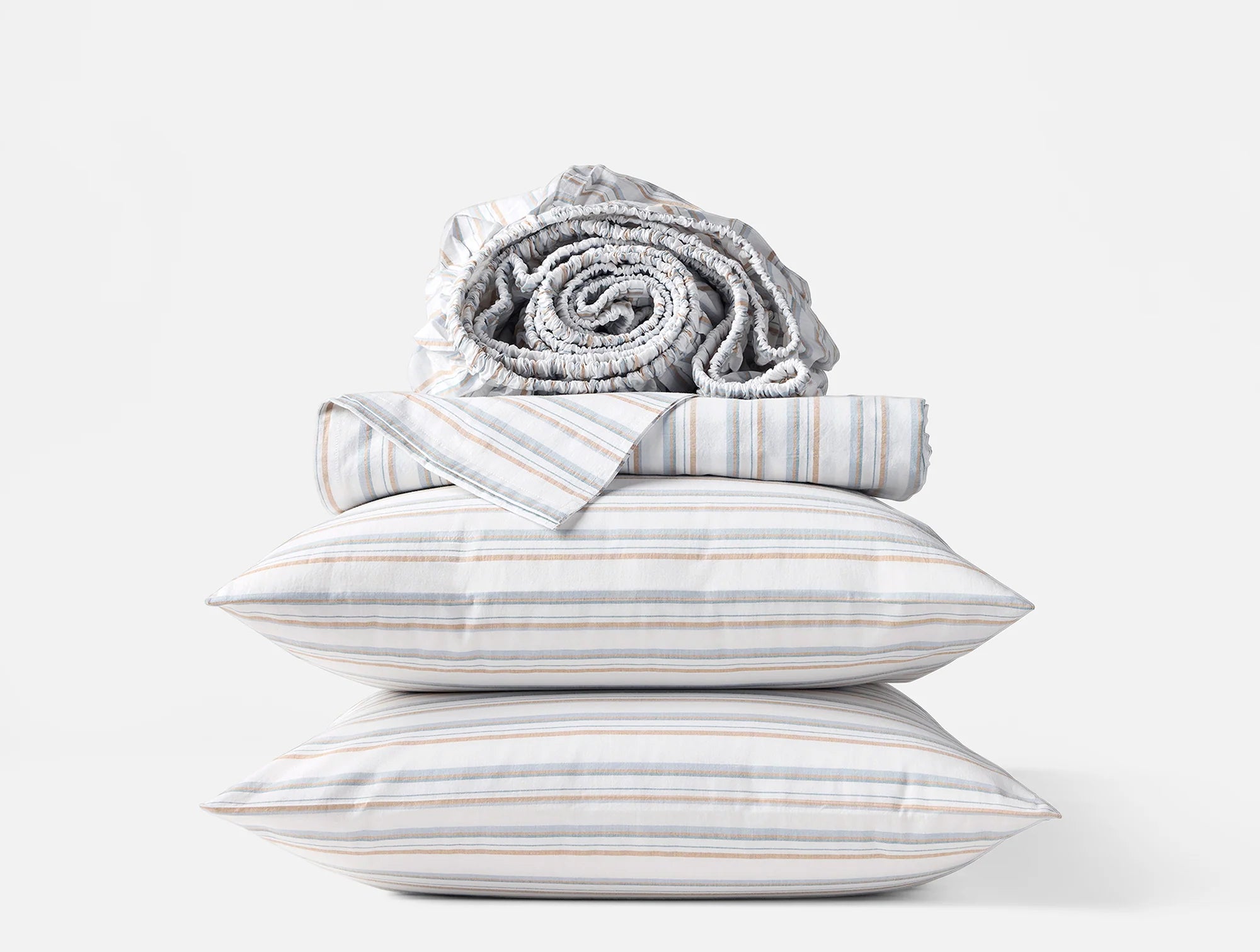 Coyuchi Full Surf Stripe Organic Crinkled Percale Sheet Set